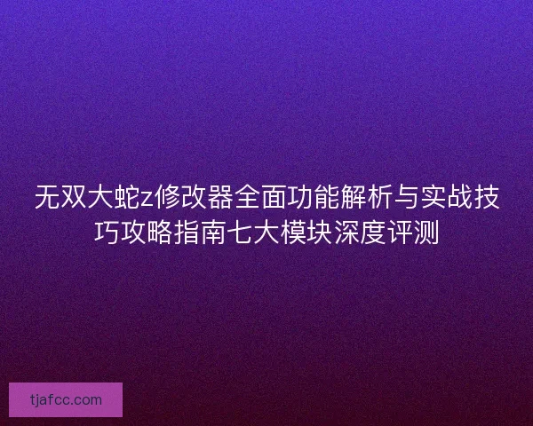 无双大蛇z修改器全面功能解析与实战技巧攻略指南七大模块深度评测